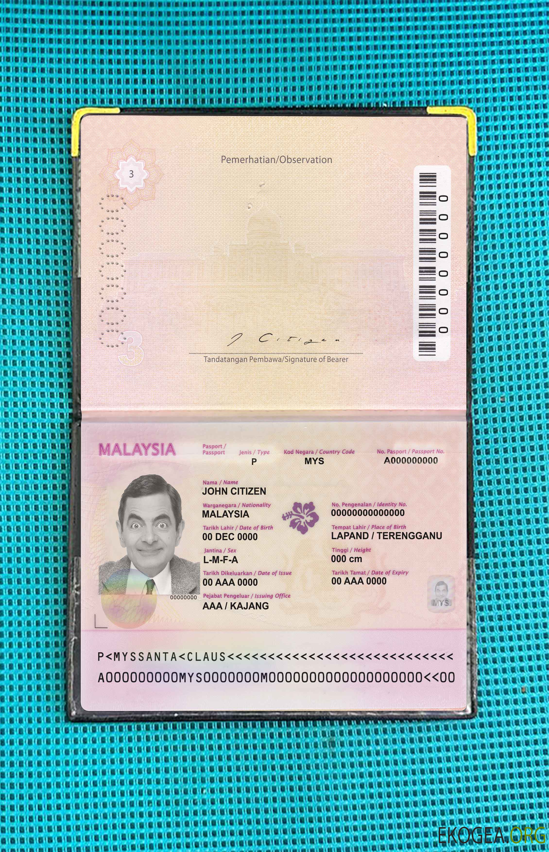 Aperçu photo du passeport malaisien (2010 2017)